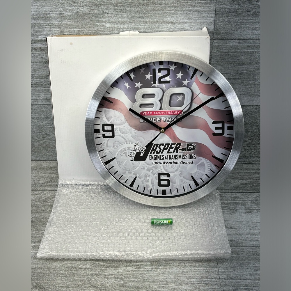 Jasper Engines & Transmissions 80 Year Anniversary 14” Wall Clock New Open Box